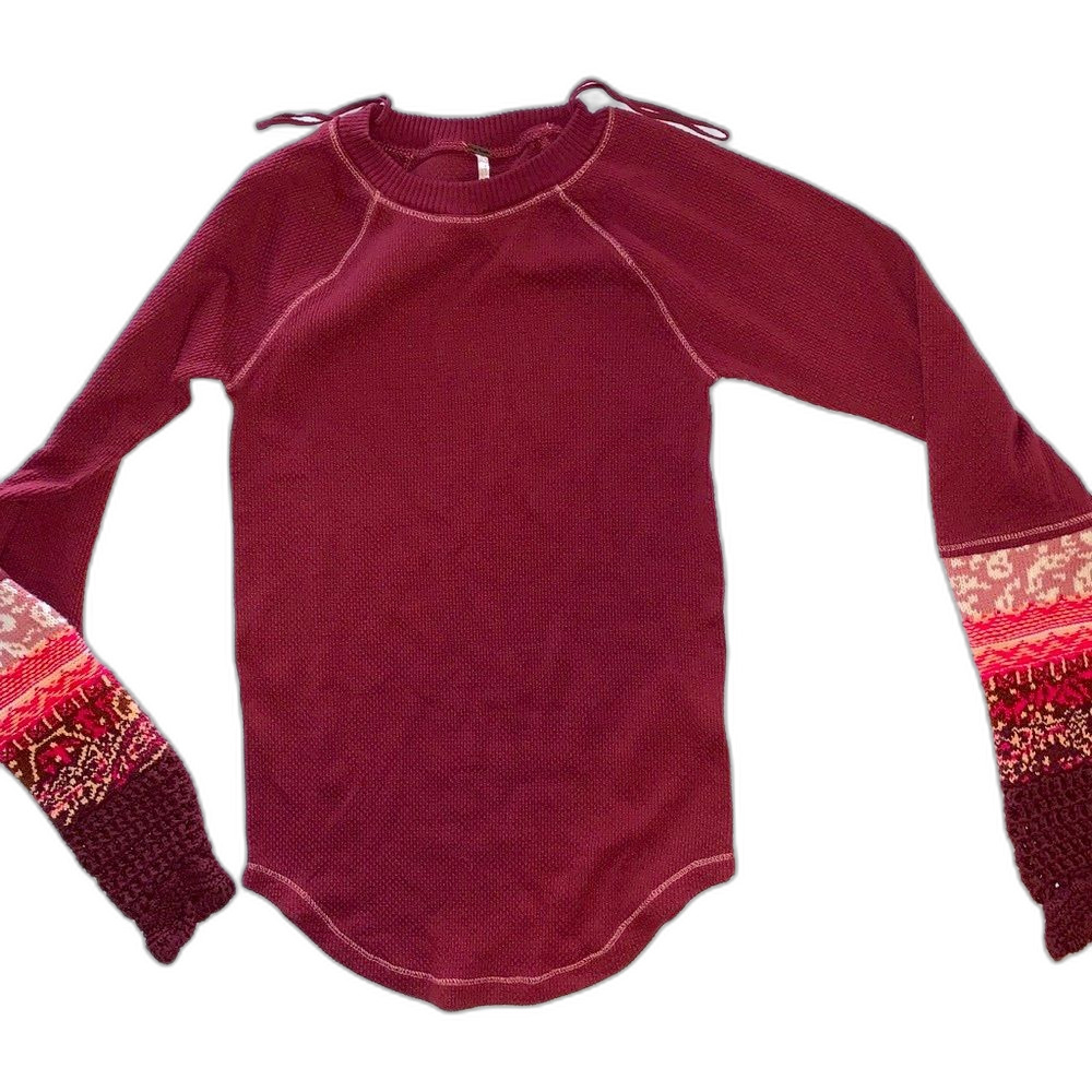 Free People We The Free Crafty Cuff Size Small  Long Sleeve Top Knit Boho
